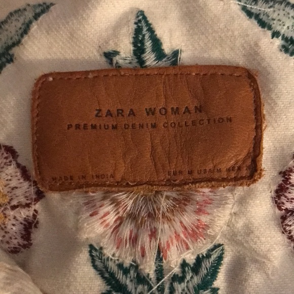 Zara Women “Cooler then you” Embroidered Beaded White Jean Jacket RARE - Picture 8 of 11